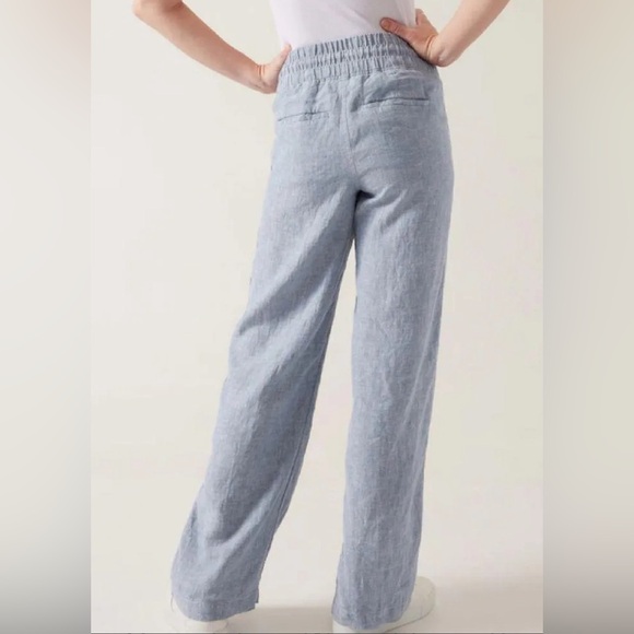 Athleta chambray blue Cabo linen wide leg pant size 4 - Picture 7 of 11